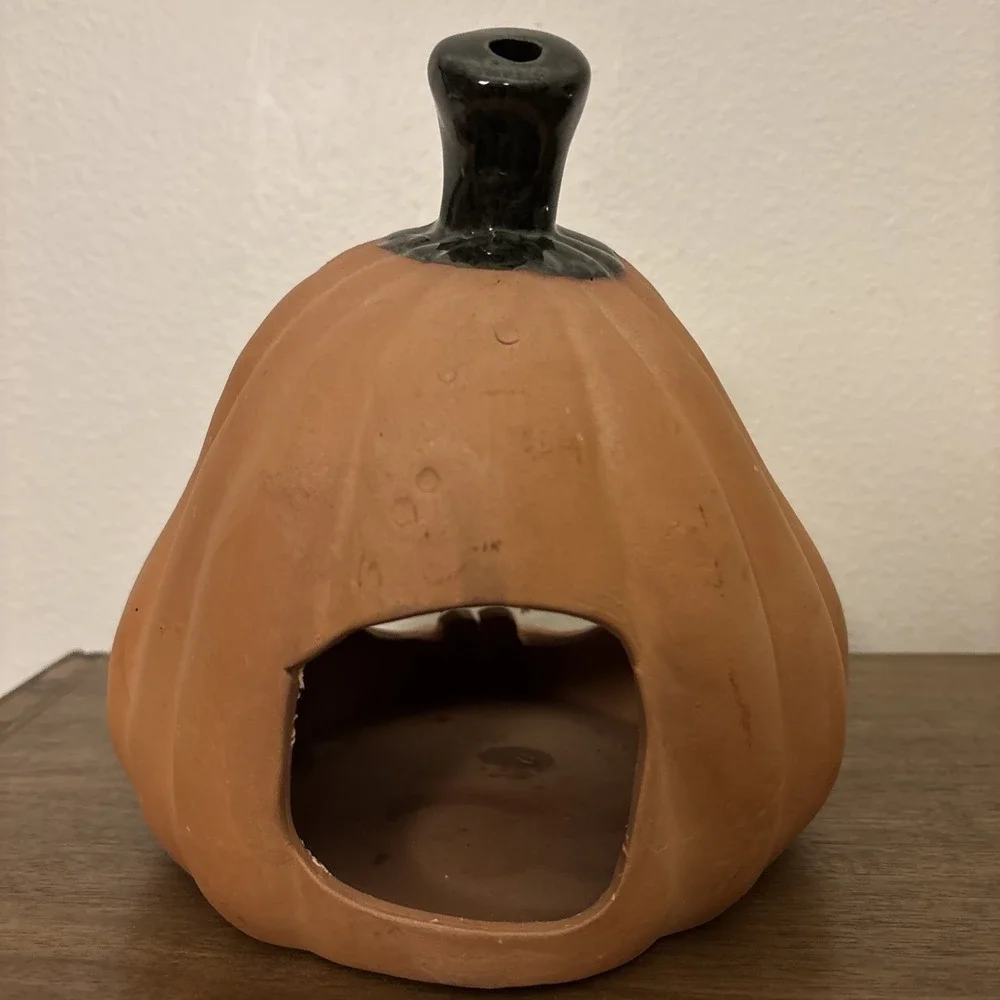 Rare HTF Terracotta Clay Smiling Jack O Lantern by Le Ce Zanne 1994 8.5'' VTG